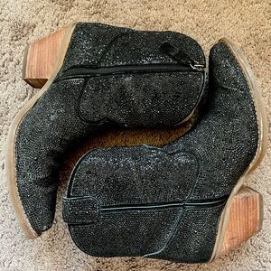 Dingo Rhinestone Western Fashion Booties, Black, Size 8.5